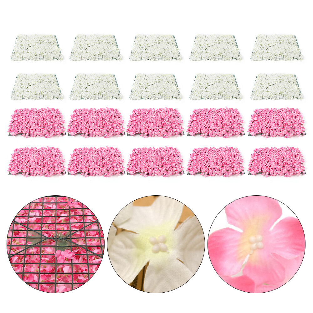 10/20Pcs Artificial Wedding Silk Flower Wall Decor Background Rose Floral Panels
