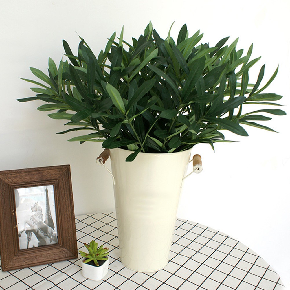 3Pcs Plastic Artificial Plants Green Fake Leaves for Office Home Table Display