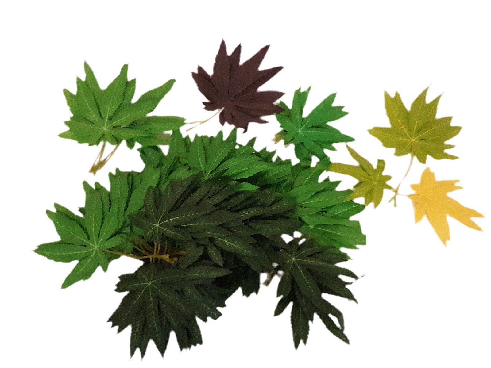96 Faux Cannabis Leaves Artificial Pot Leaf Party Craft Decor 5” Green