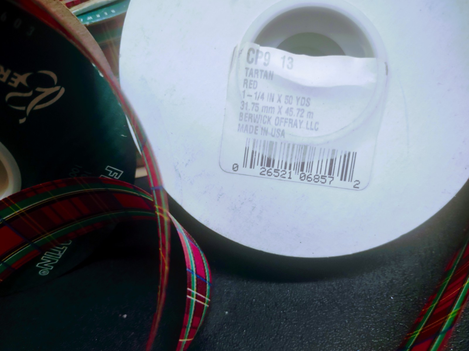 50 Yards Flora-Satin Waterproof Ribbon #9 Tartan Plaid Red Scottish Check 1.25″