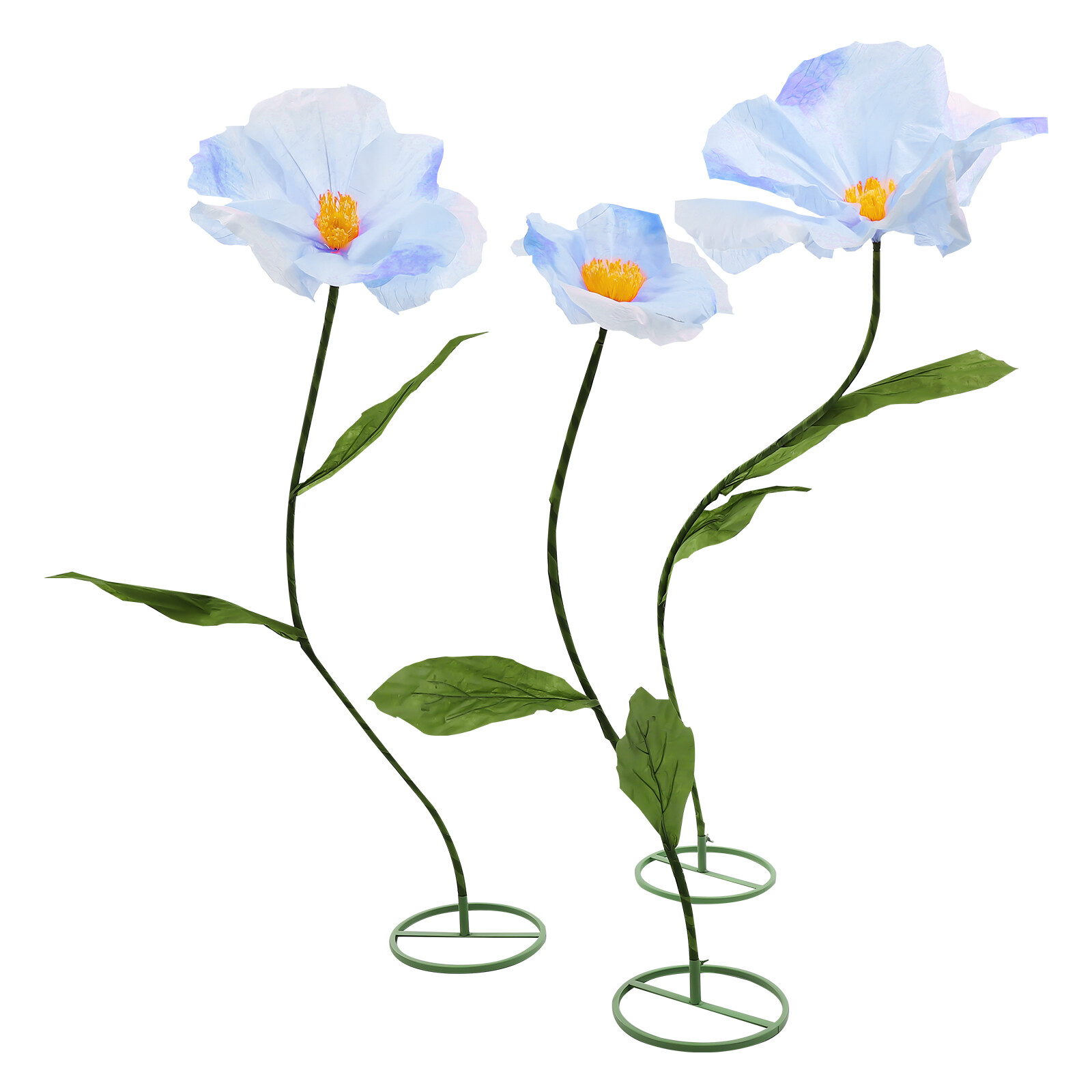 Handmade Blue Artificial Corn Poppy 3Pc Free-Standing Flowers for Wedding