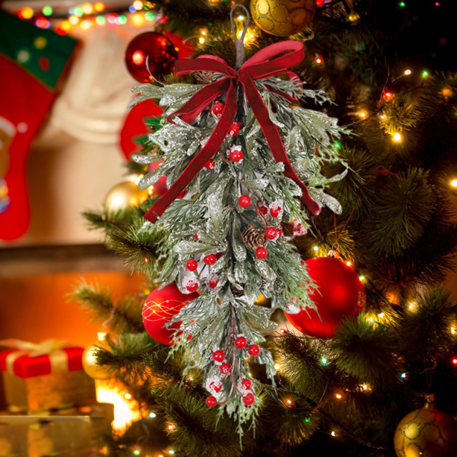 Christmas Teardrop Swag Artificial Wreath Winter Outside Garland for