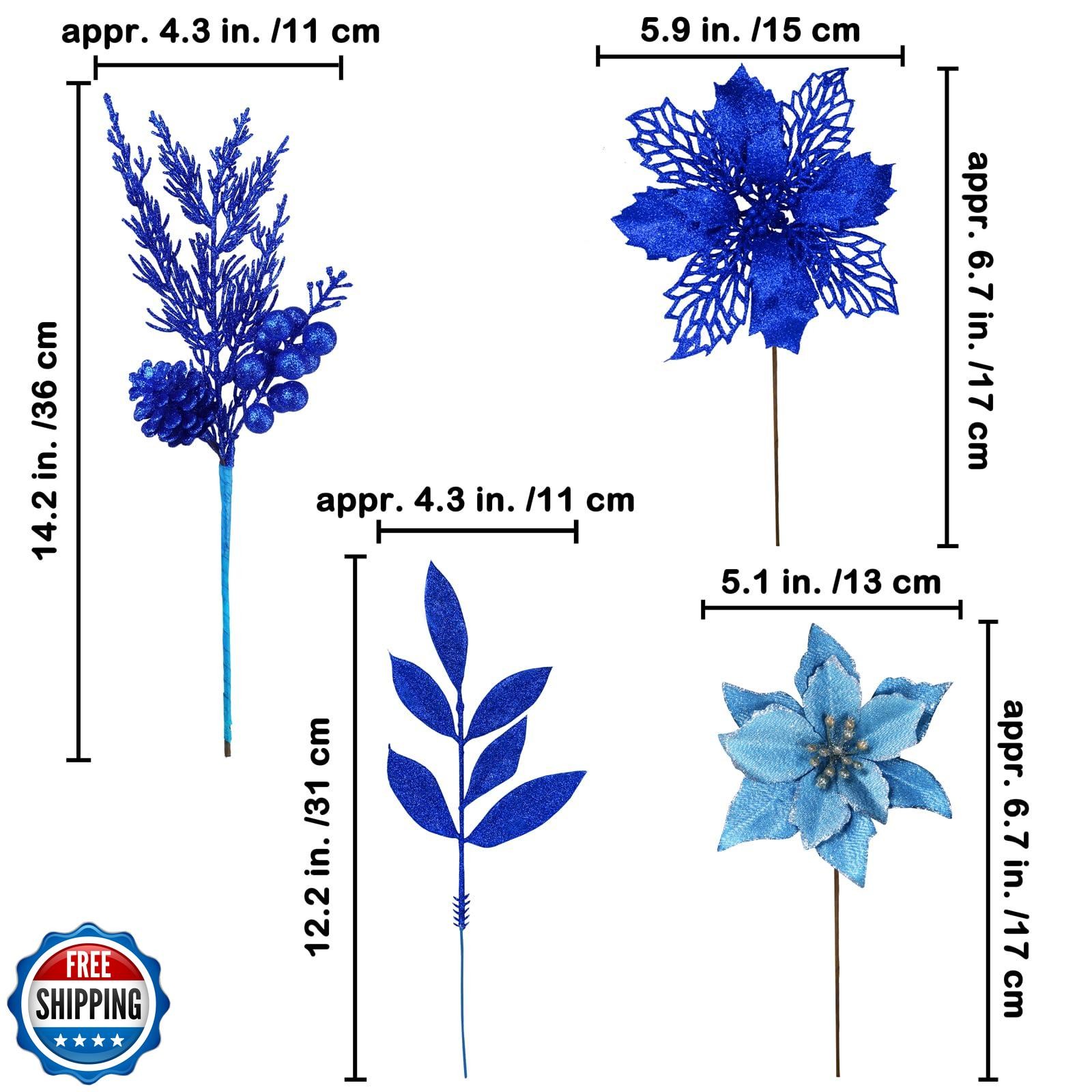 Winlyn 35 Pcs Christmas Artificial Poinsettia Flowers Picks and Artificial Le