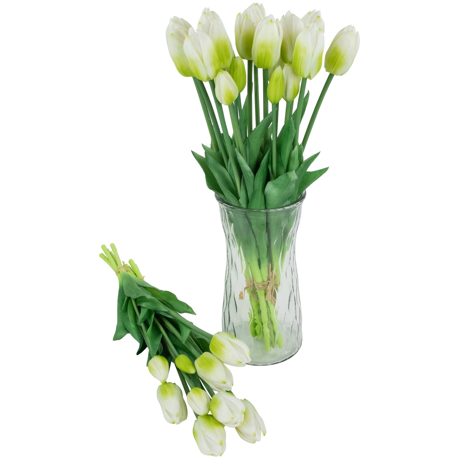 Northlight Real Touch™ White Green Tulip Floral Bundles Set of 6 – 18″
