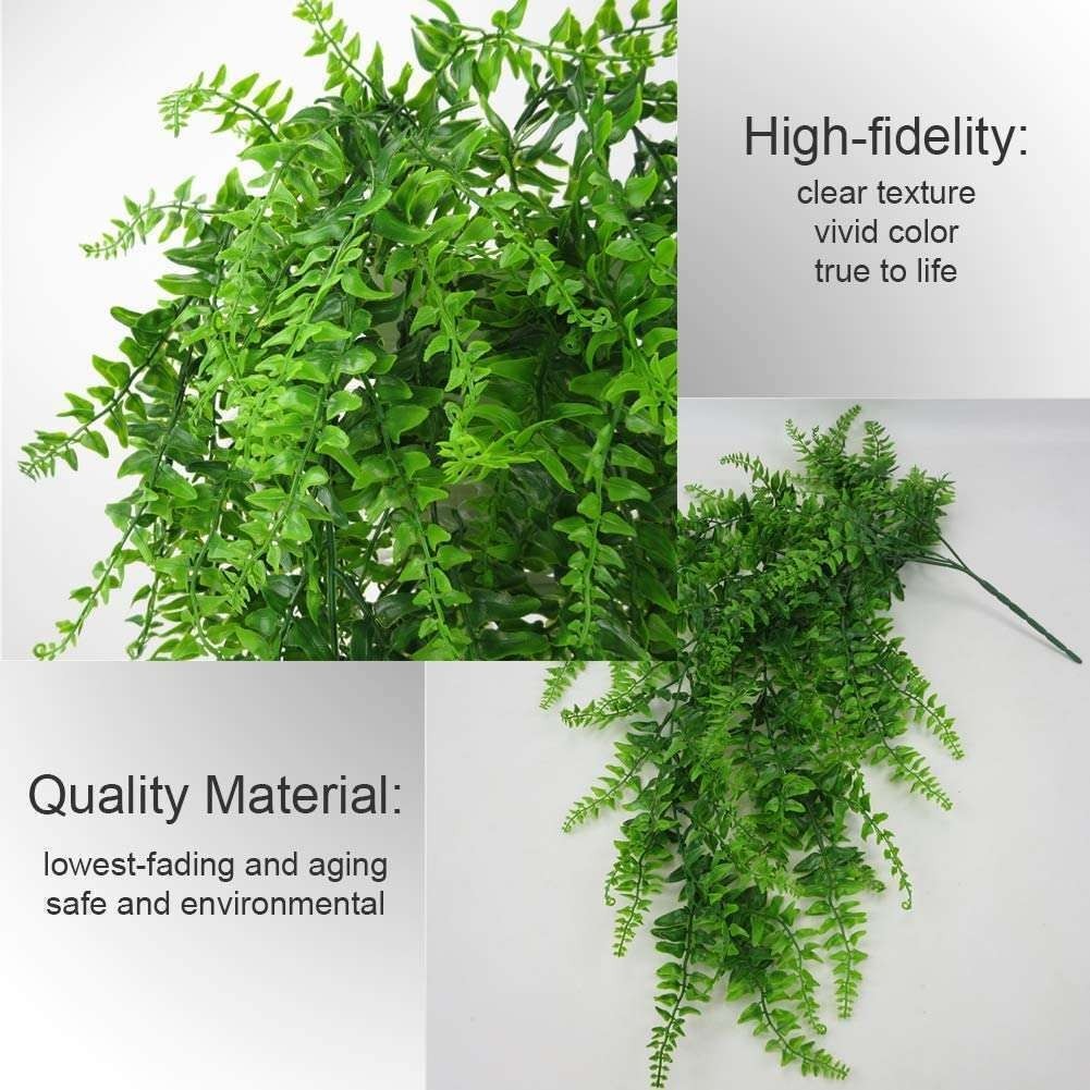 5pc Ferns Artificial Rattan Plastic Fake Hanging Plant Vine Outdoor UV Resistant