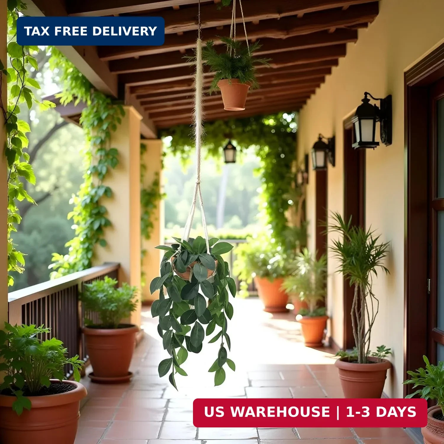 Hanging Plants Artificial Decor, Fake Hanging Plant in Clay Pot Artificial Hangi