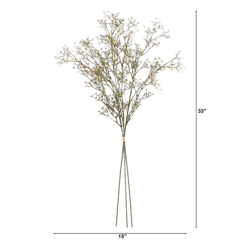 Artificial Dried Rice Stem Bundle Set of 3 Indoor Decor DIY Arrangement Natural