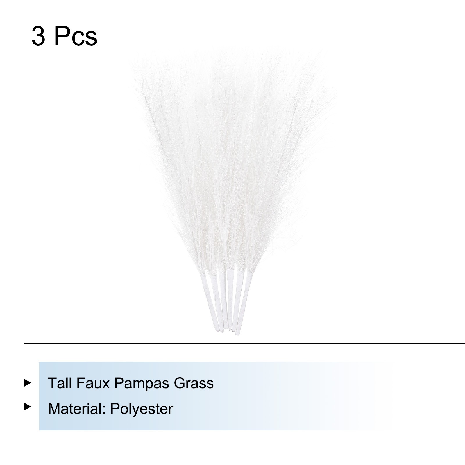 3Pcs Pampas Grass 17.7″ Fake Pampas Grass for Wedding Decoration White