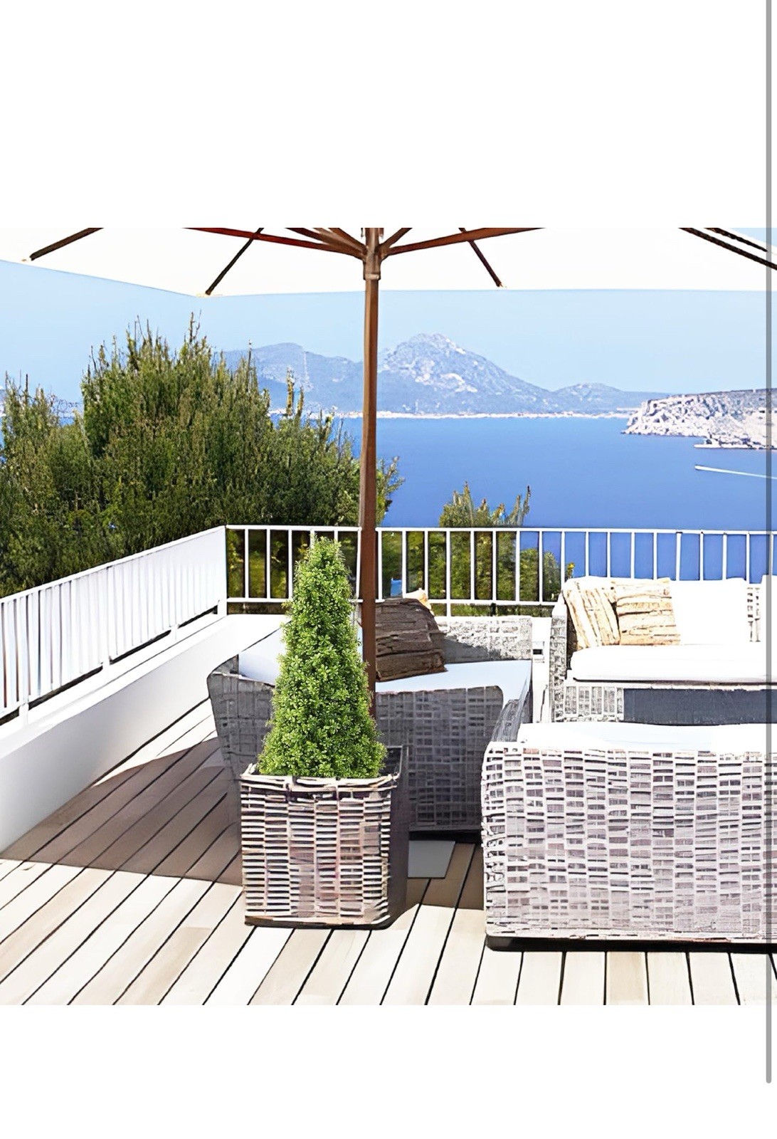 2.5 Ft Topiary Trees Artificial Outdoor Plants Decor, Set of 2