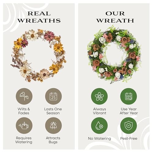 National Tree Company 18 inch Artificial Spring Wood Curl Wreath, Realistic