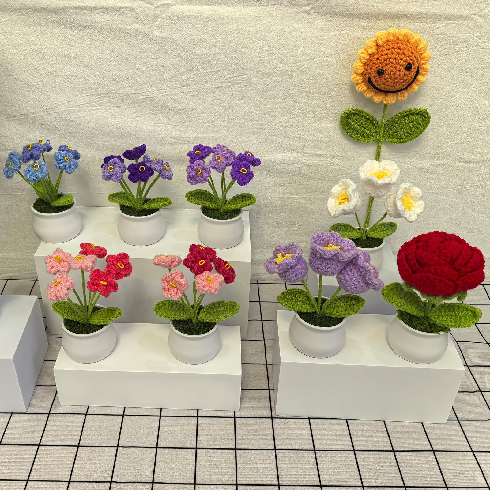 Crochet Flowers Bouquet for Home Office Desk Decor
