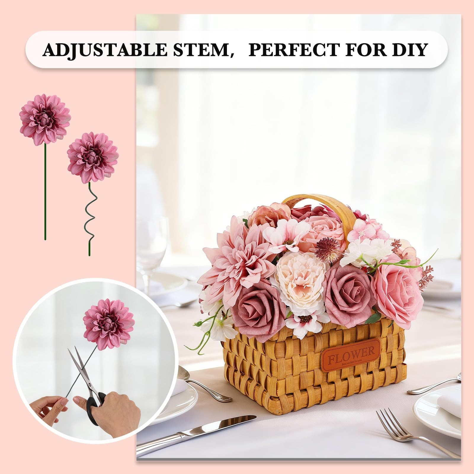Dusty Pink Blush Artificial Flower Combo Box Fake Rose Bridal Wedding Decor
