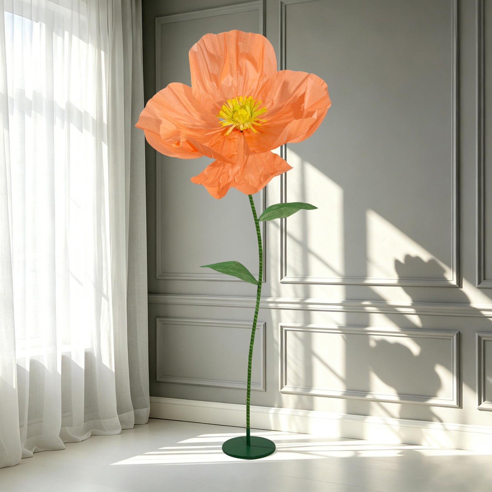 5.9 Ft Handcrafted Poppy Flowers – Giant Flowers for Decoration for Garden, W…
