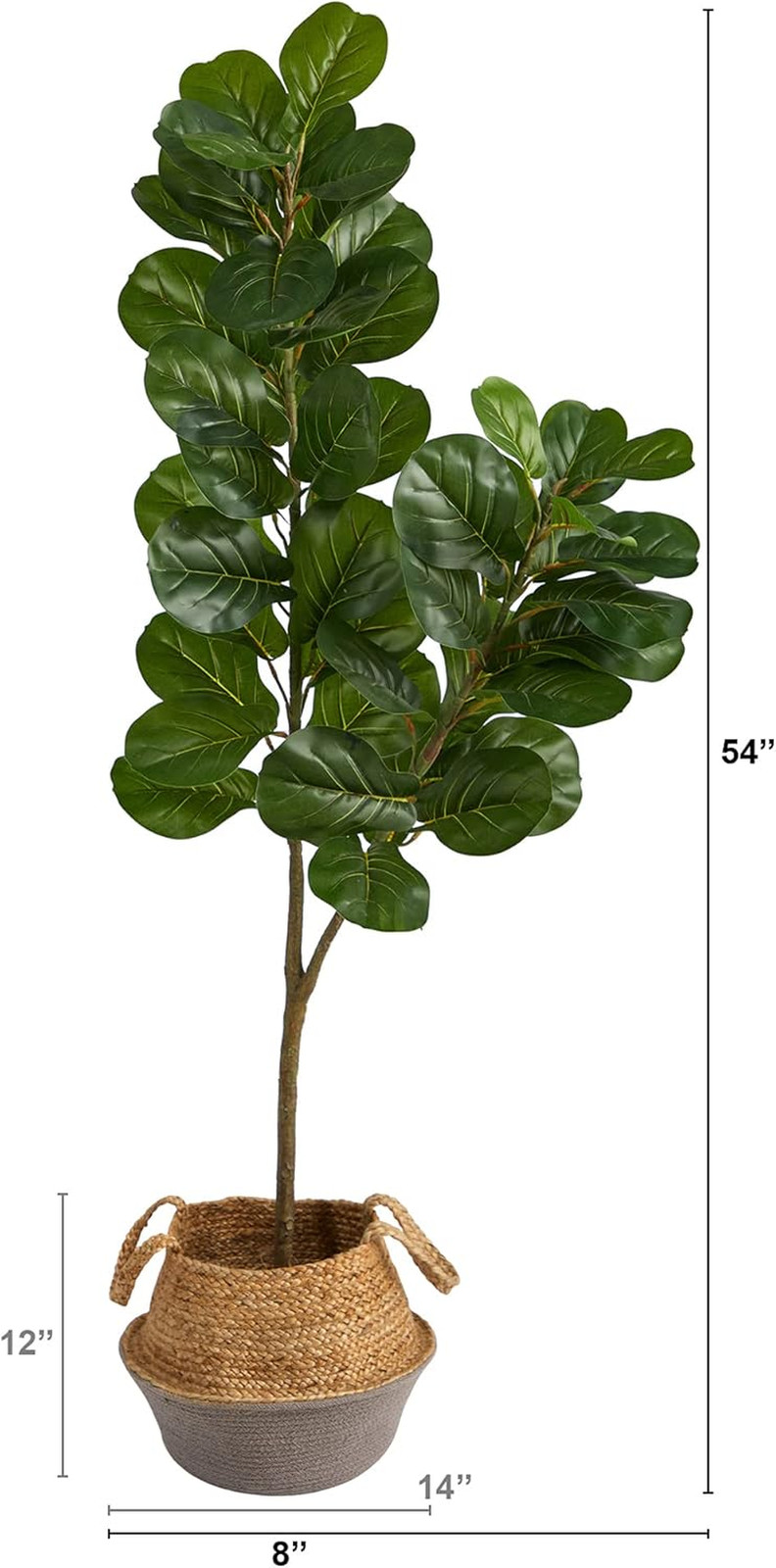 4.5Ft Fiddle Leaf Fig Tree in Boho Chic Cotton & Jute Woven Planter