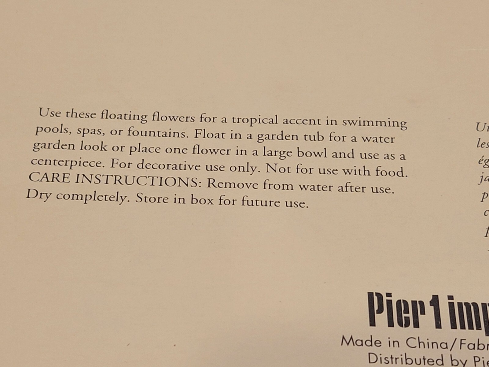 Pier 1 Floating Off White Lotus Flowers Set Of 3, New