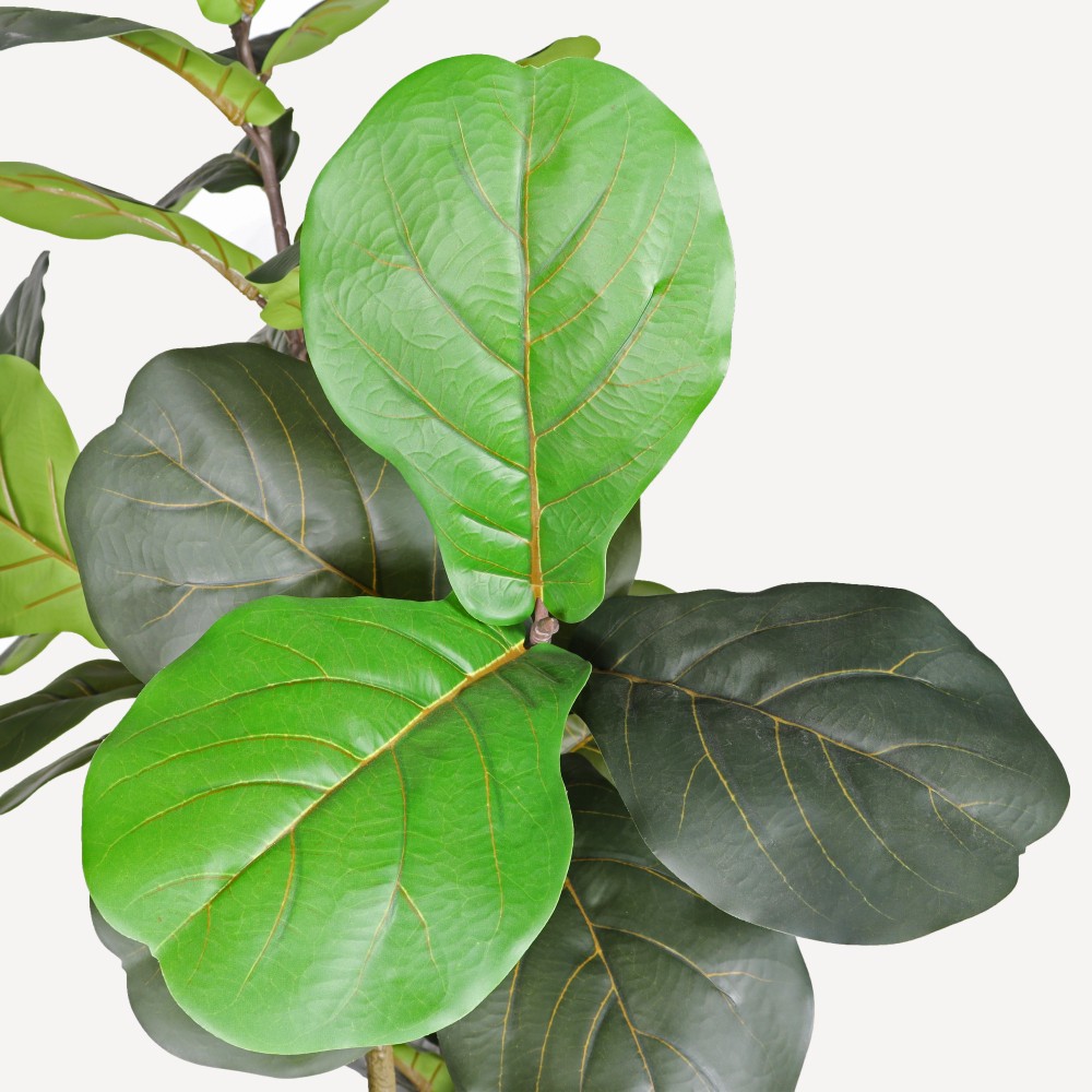 7′ Artificial Fiddle Leaf Fig Tree in Black Plastic Pot