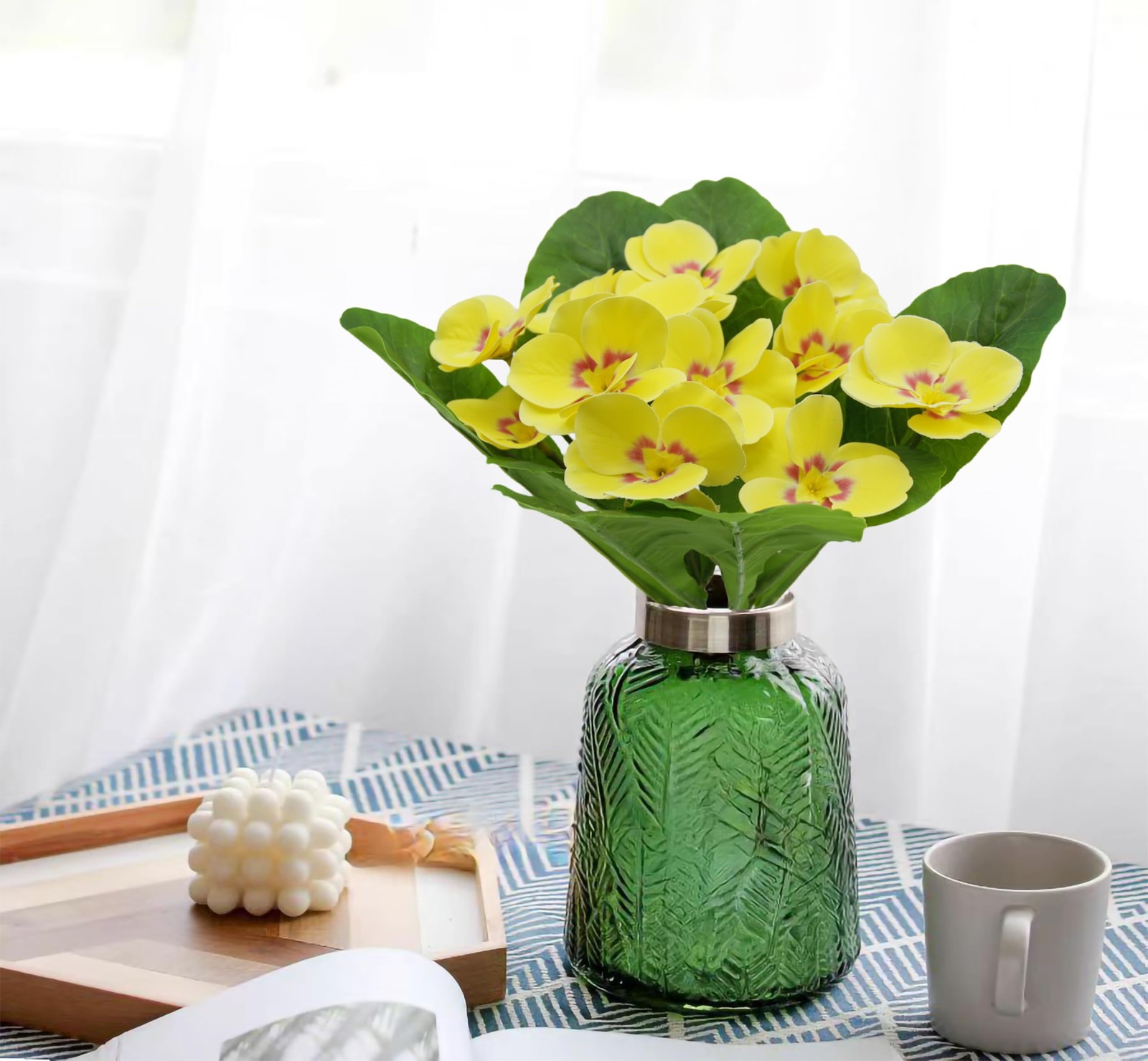 2PCS Artificial Pansy Flowers Spring Floral Arrangement Home Silk Flowers UV …