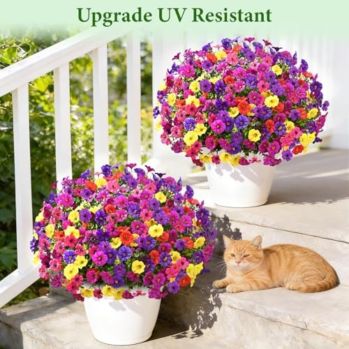 Artificial Flowers for 14 Bundles Purple+fuchsia+deep Purple+red+yellow