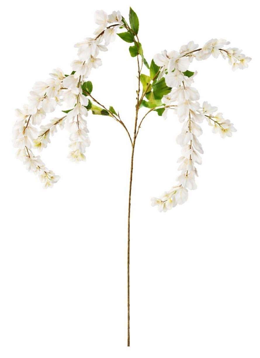 White Wisteria Stem 43 Inch Artificial Hanging Flowers Silk Wisteria Spray Flora