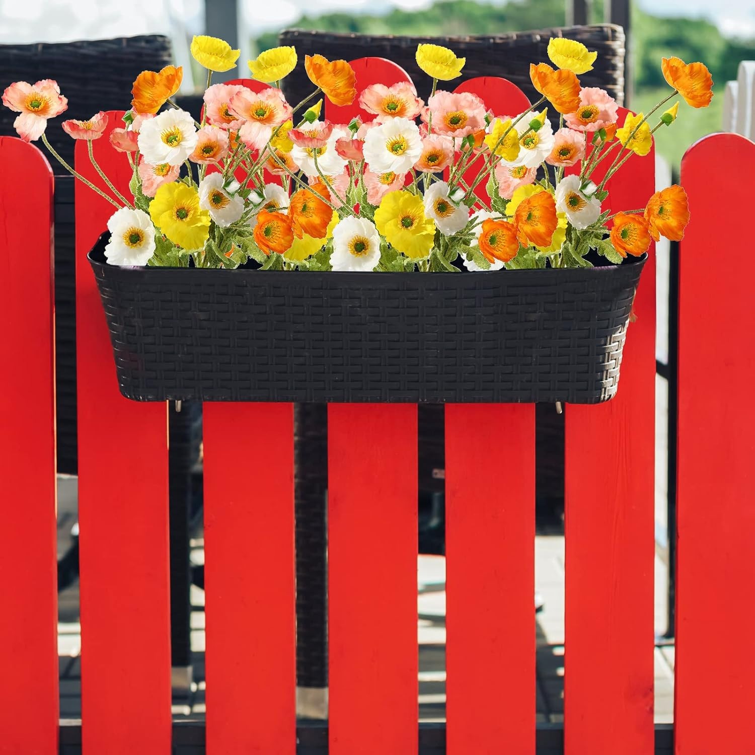 “6 Pcs Silk Artificial Poppy Faux Poppy Spring Flowers for Home Kitchen Wedding