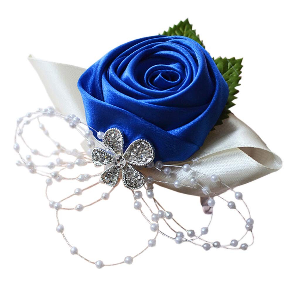 1 PCS Dark Blue Wedding Bridesmaid Bride Wrist Corsage Decoration Hand Flower