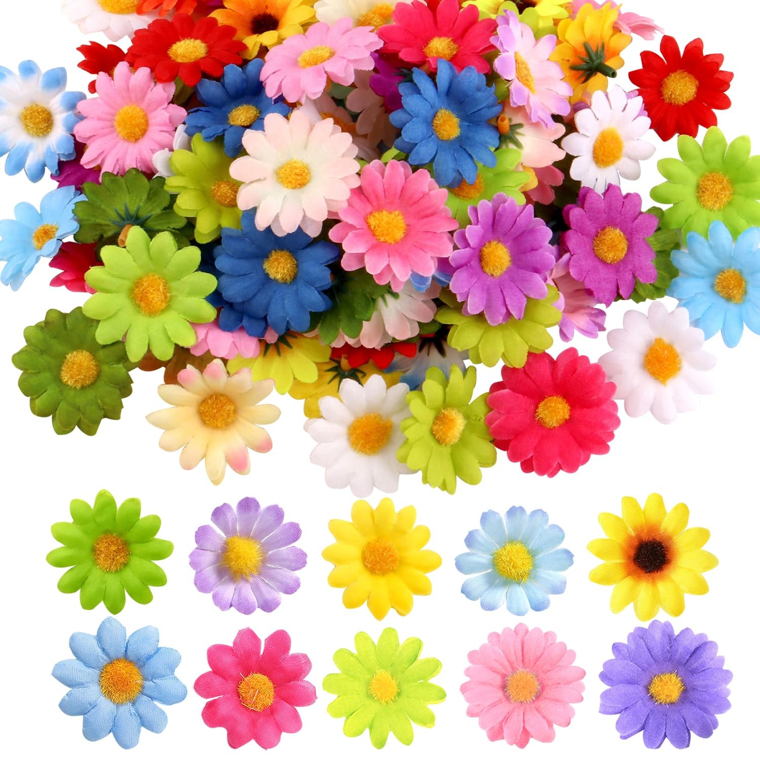 100 PCS Artificial Sunflowers,4cm Artificial Gerbera Daisy Flowers Heads Fake…