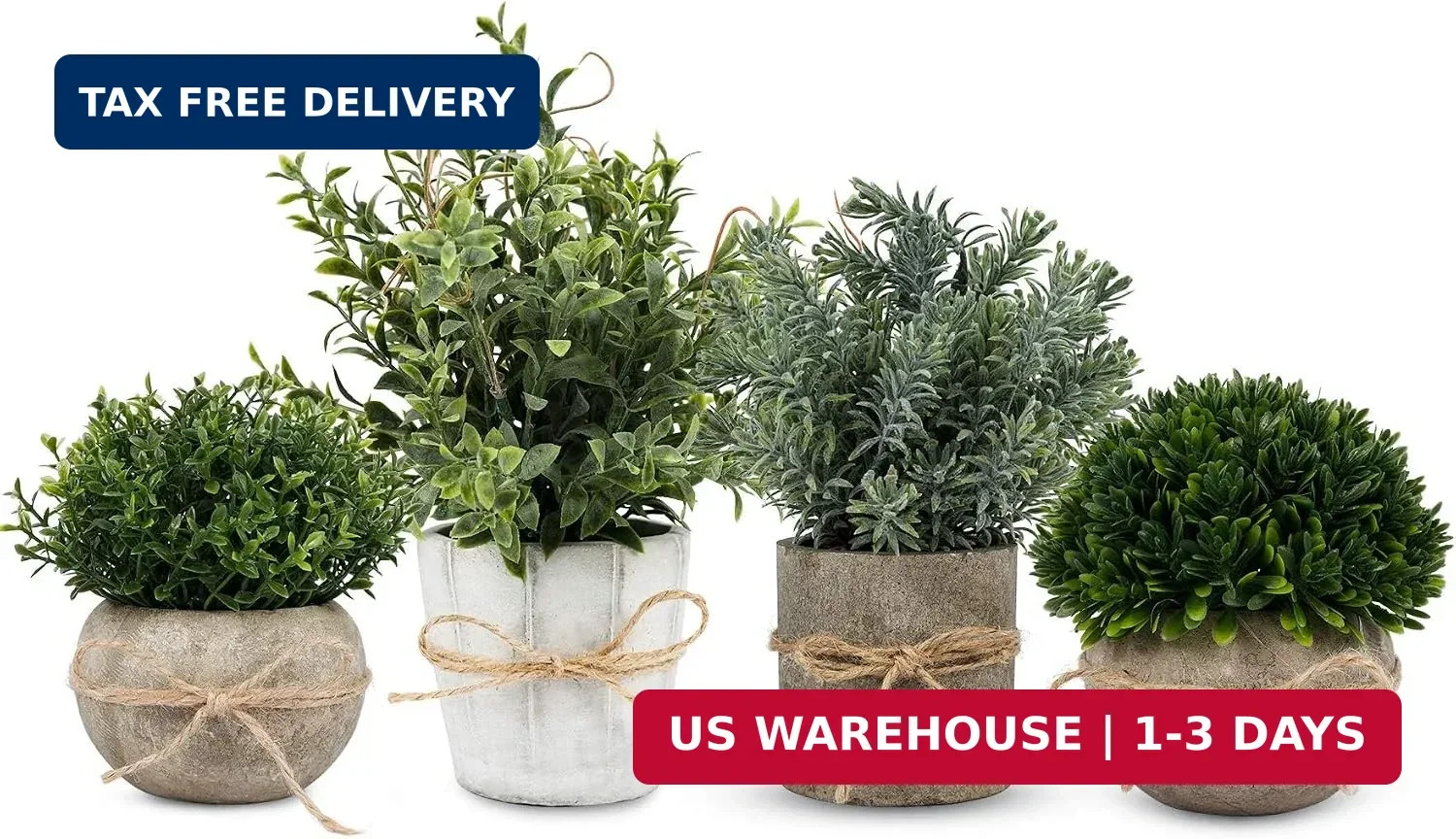4 Pack Small Fake Plants in White Pulp Pot for Home Decor | Artificial Plants In