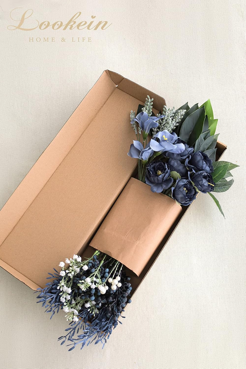 Navy Blue Faux Greenery Filler Stems Set – 53 Pcs for DIY Decor & Bouquets
