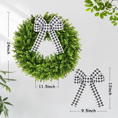 20″ Faux Round Boxwood Wreath, Artificial Large Boxwood Wreath Front 20 Inch