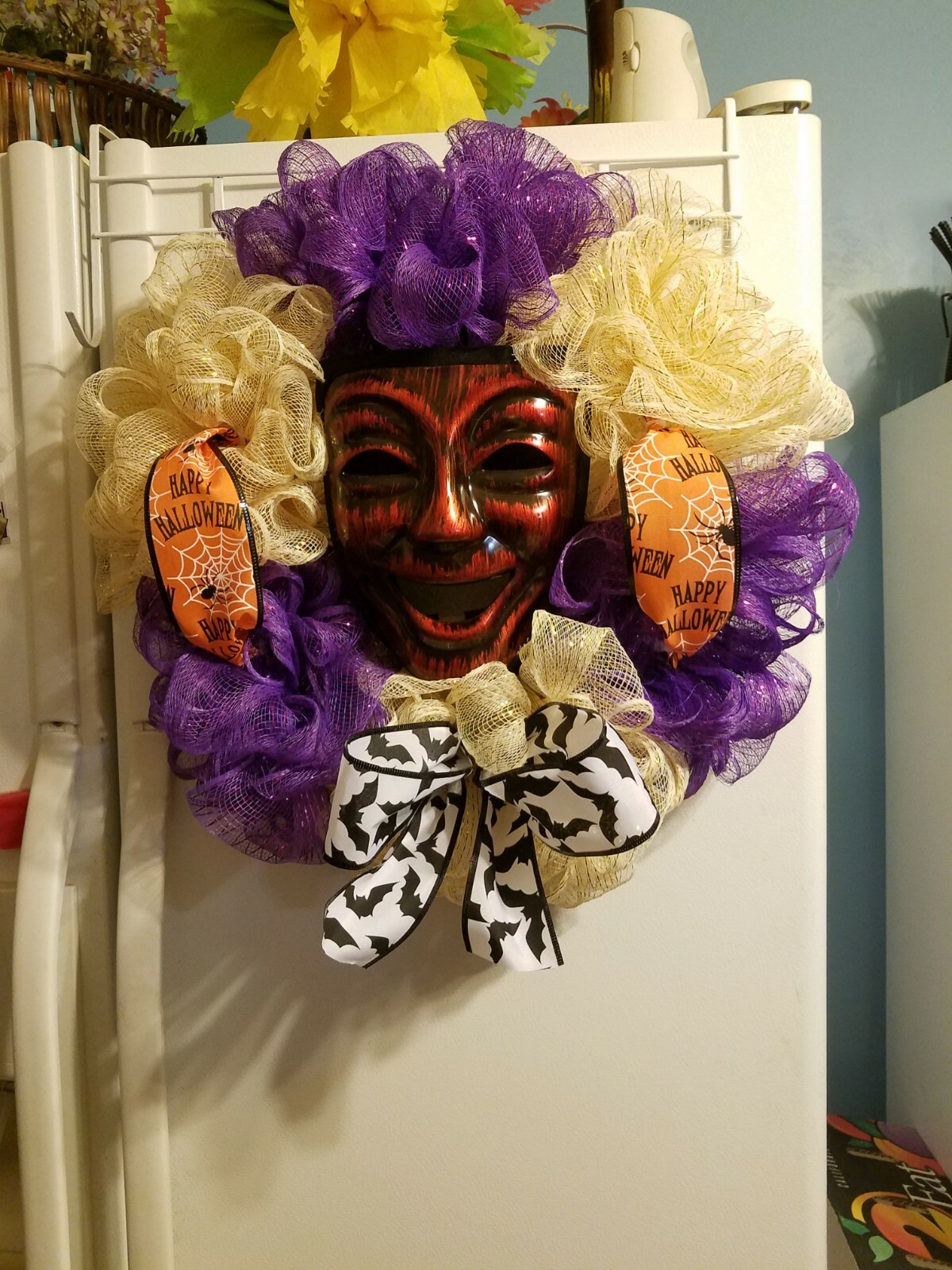 Handmade Rustic finish skull mask Halloween wreath Please go to my page and see