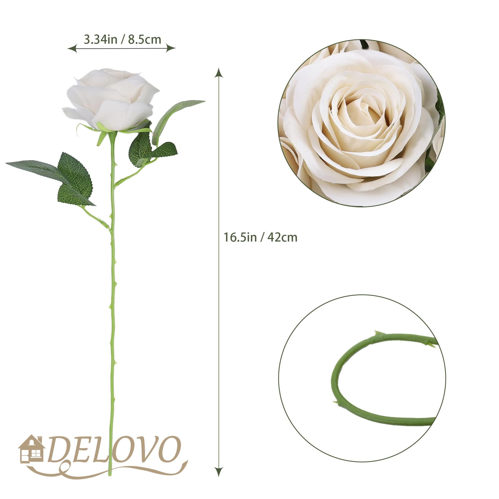 52pcs Beige Roses Artificial Flowers Fake Flowers Silk Roses with Stems for D…