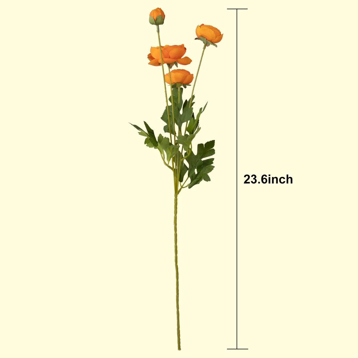 5 Stems Artificial Silk Ranunculus Flowers Orange 23″ Tall,UV Resistant,Benda…