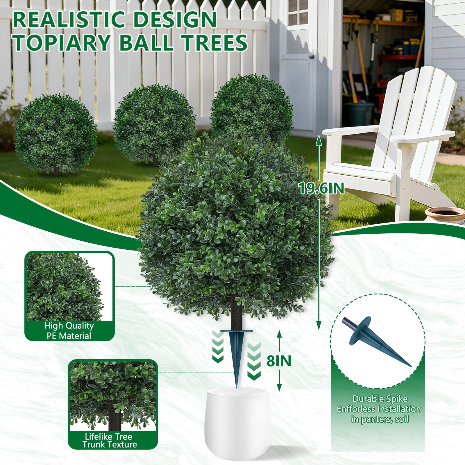 27.6 Inches Artificial Boxwood Topiary Trees, Set of 2 UV Resistant Fake Shru…