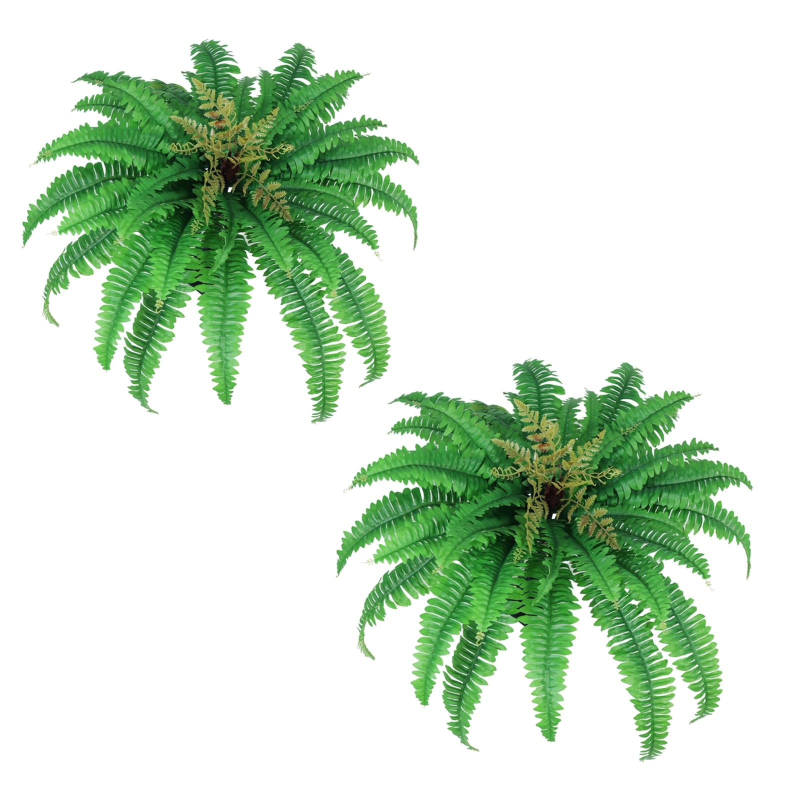 6 Packs Artificial Ferns, 24in Tall Onion Grass with Blooms Fake Bush Faux Wh…