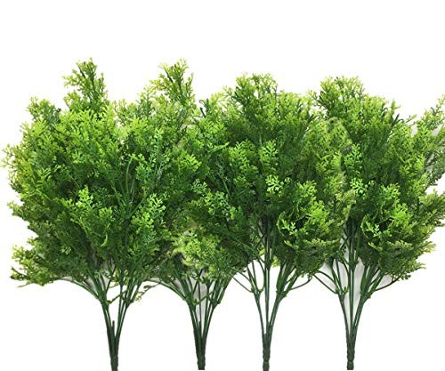 Artificial Shrubs Bushes, Plastic Fern Leaves Simulation Faux Fern Grass-4 Pcs