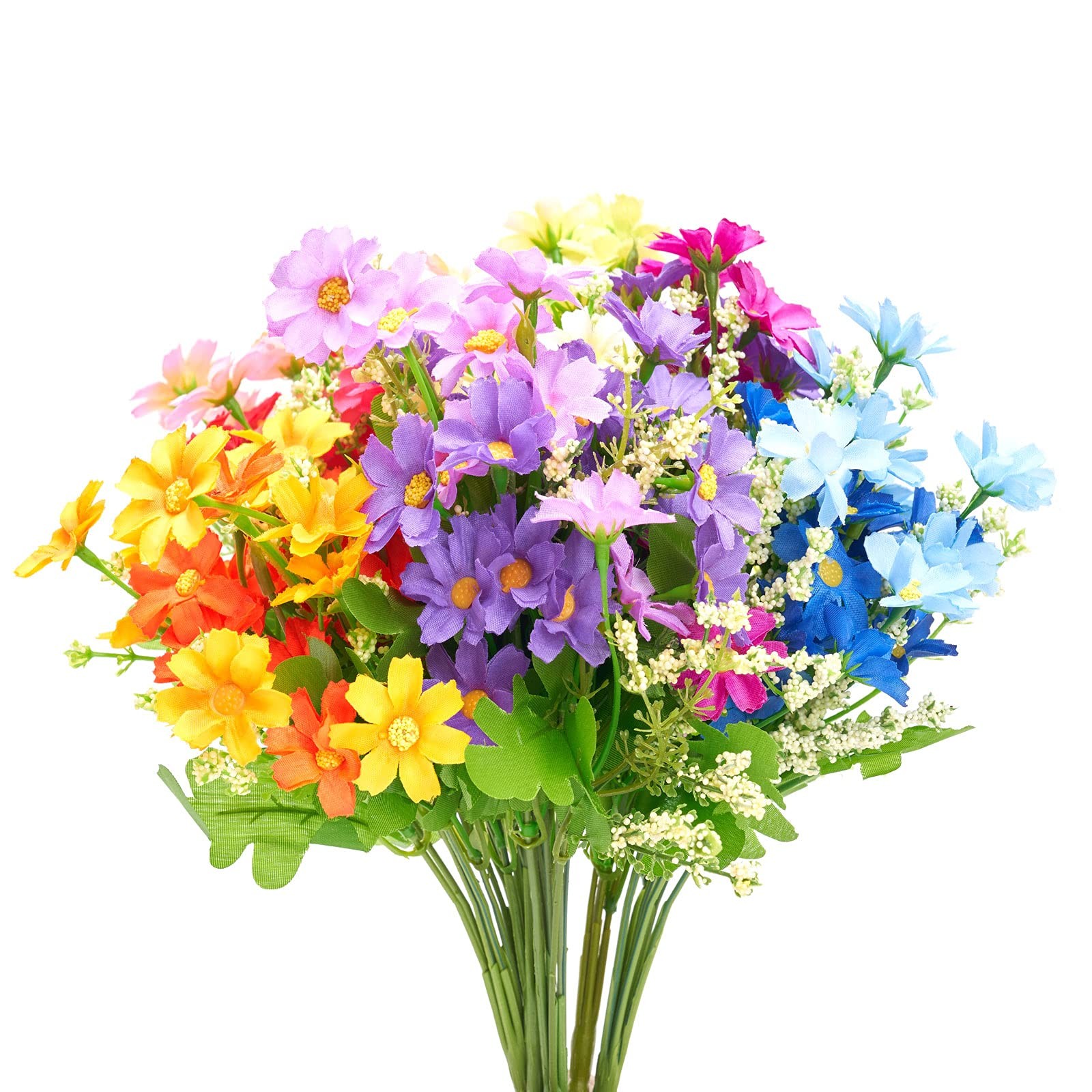 6 Bundles Outdoor Artificial Flowers for Decoration,Silk Flowers UV Resistant…