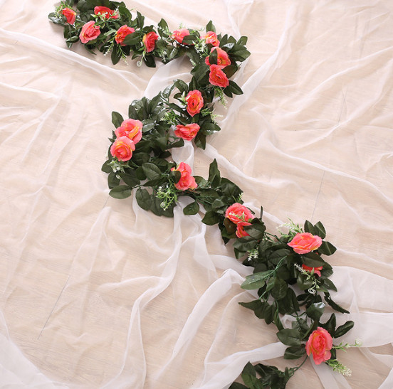 2.2m Artificial Flower Silk Rose Leaf Garland Vine Ivy Home Wedding Garden Décor