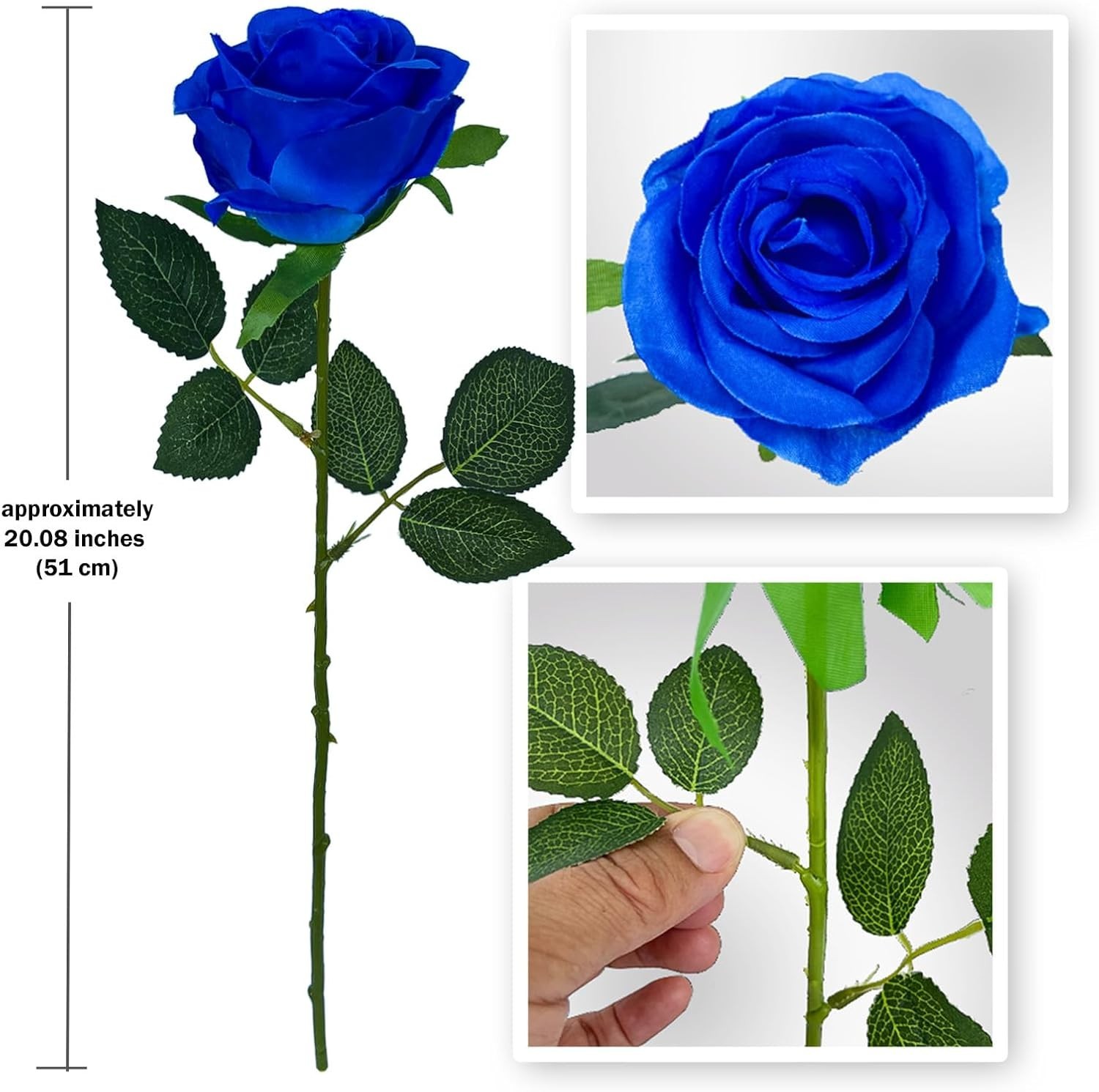12 PCS Rose Artificial Silk Flowers Fake Roses with Long Stems Realistic