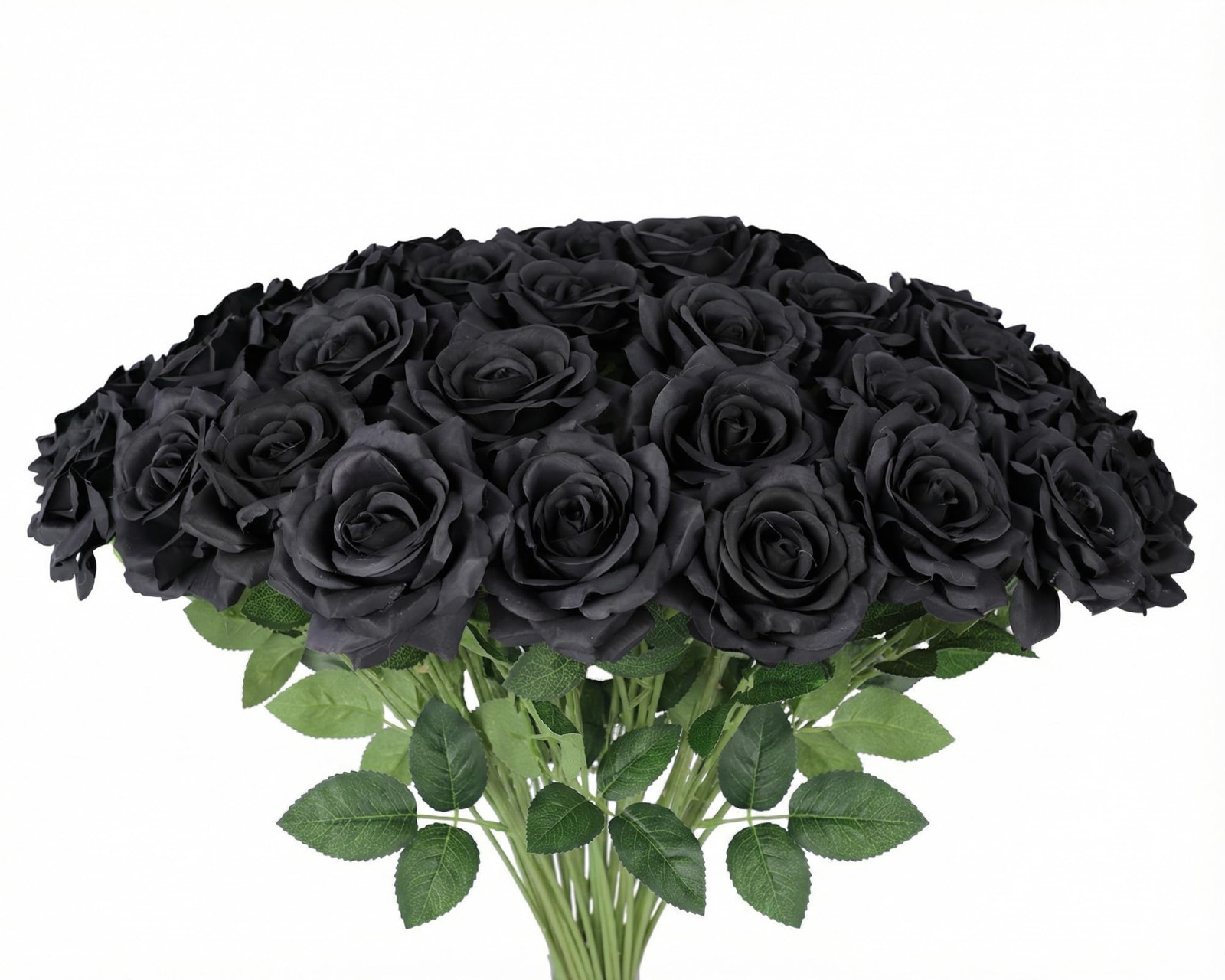 Bulk Black Silk Roses – 4″ Artificial Faux Flowers with Stems for Wedding Decor,