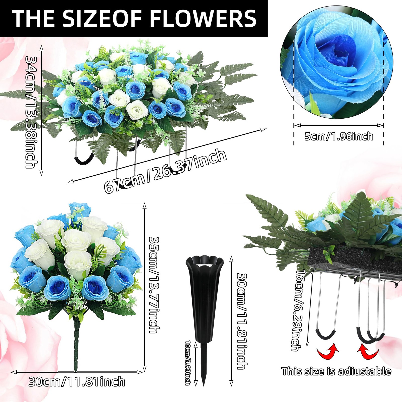 QSBOFOST Large Artificial Cemetery Flowers for Grave,Headstone Flower Saddle …
