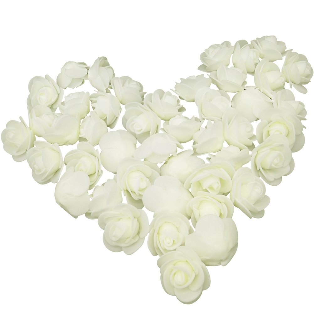 100 PCS 3CM Mini Fake Ivory Roses DIY Wedding Bouquet Centerpiece Party Decor