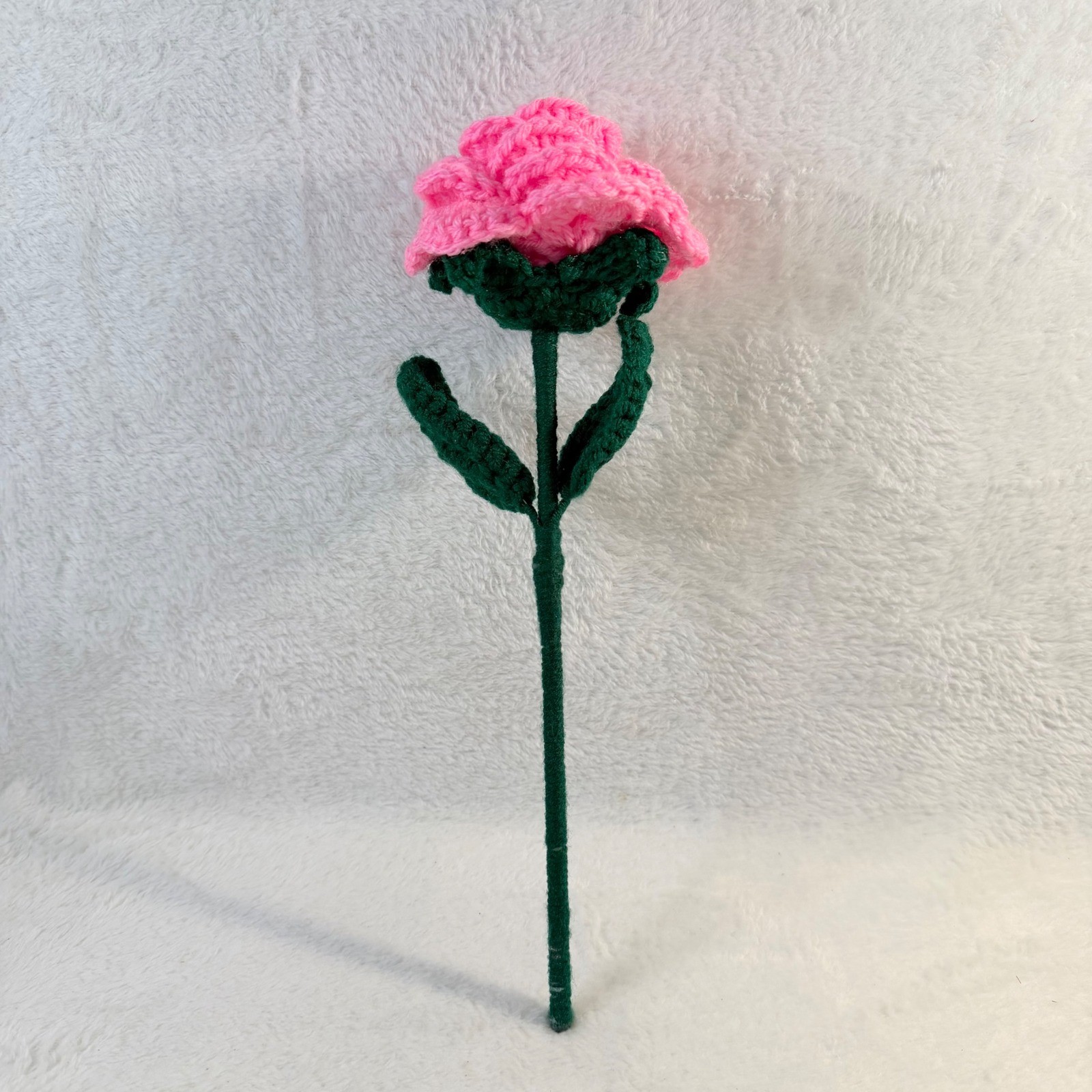 Handmade Crochet Rose Unisex OS Hot Pink New Everlasting Yarn Flower Decor