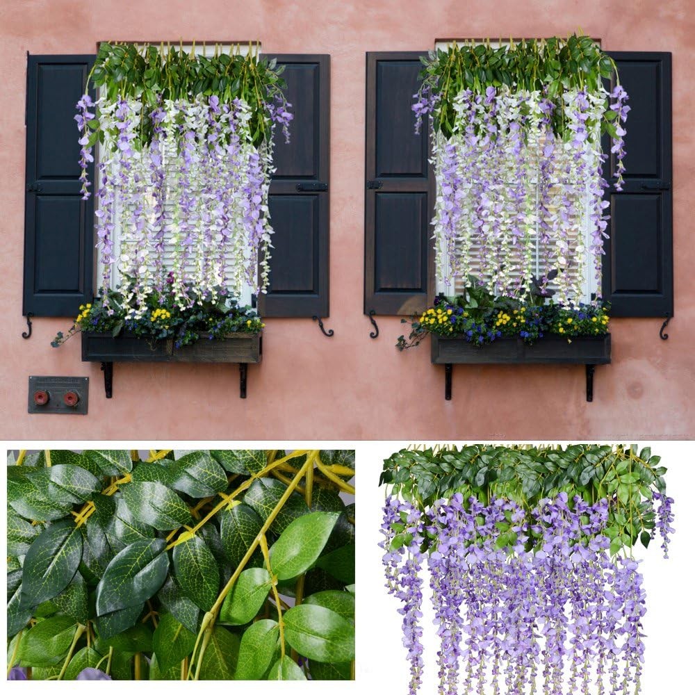 12 Pack 3.6 Feet Artificial Fake Wisteria Vine Ratta Hanging Garland