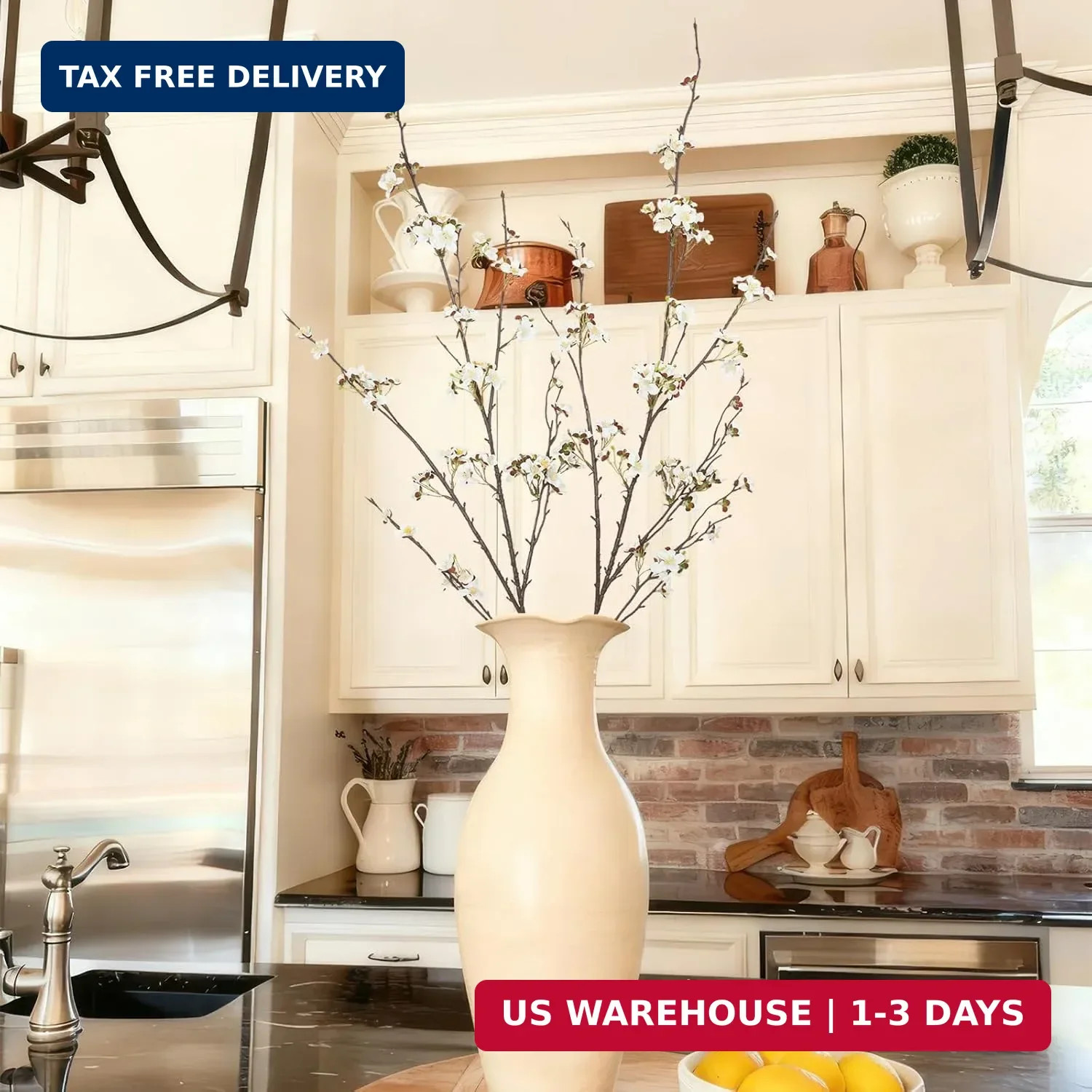 2 Pcs Cherry Blossom Branches Long Stems Fake Flowers for Spring Summer Indoor H