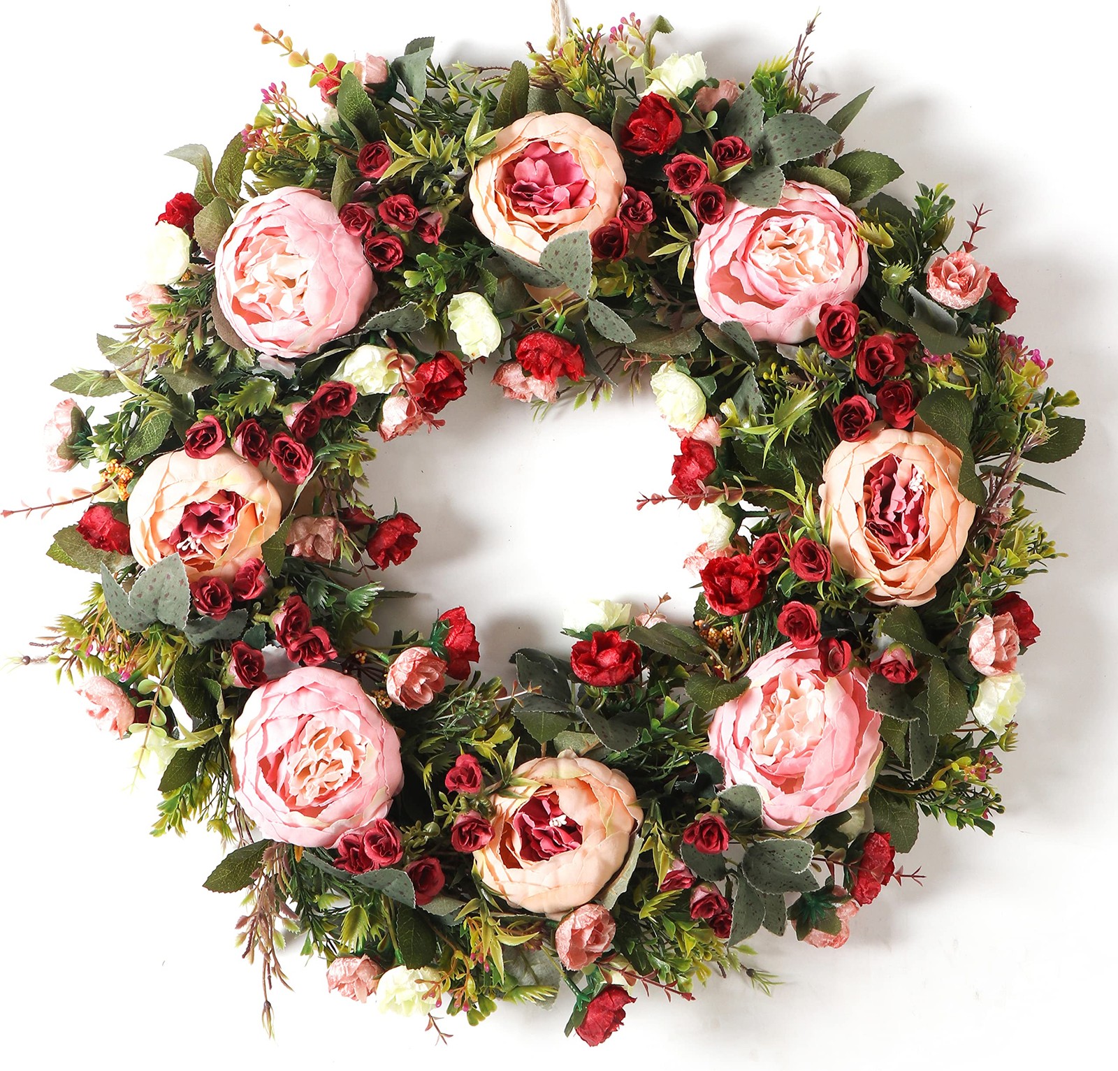 Bingoopan Peony – Pink Artificial Floral For Front Door Wall