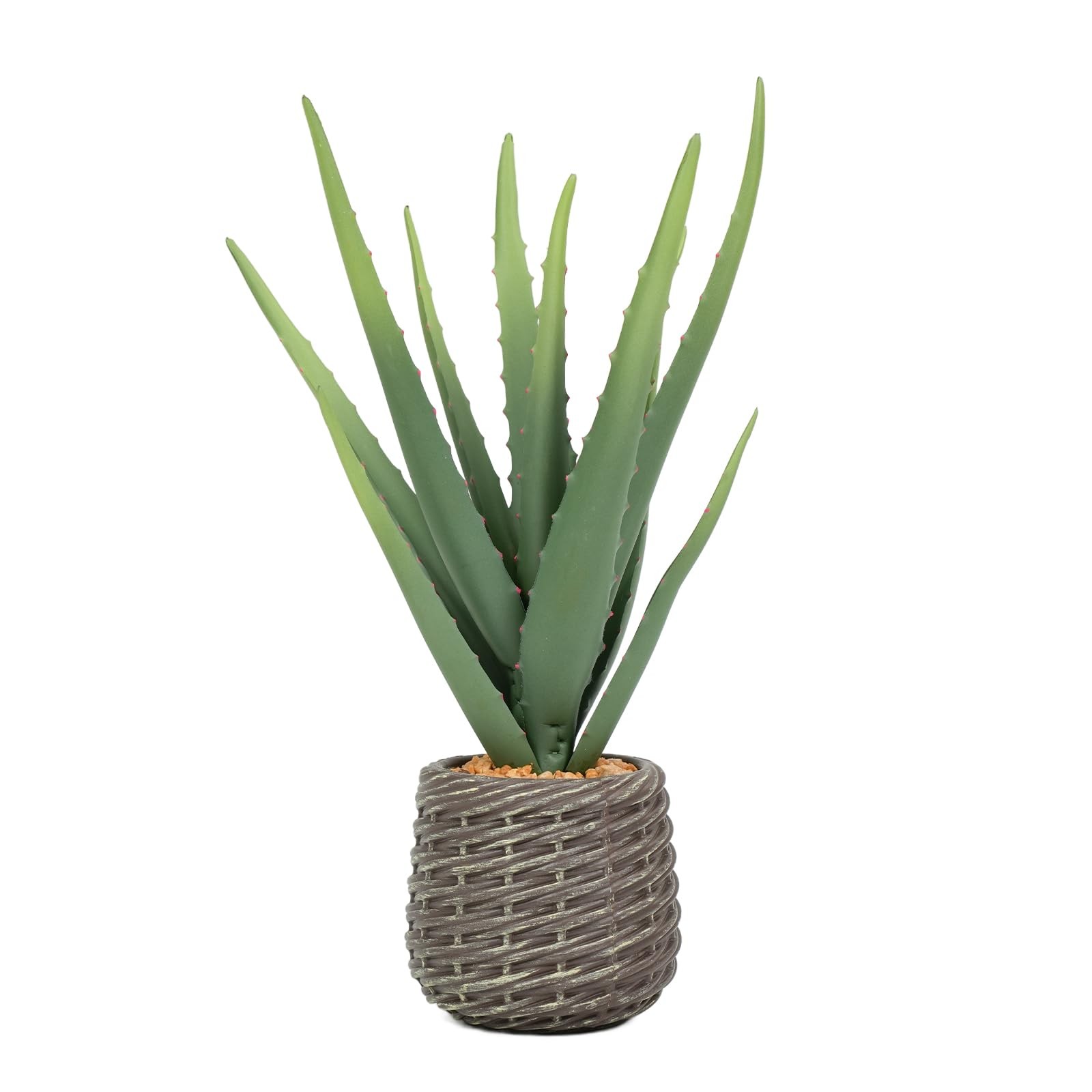 1.5ft Artificial Agave Plants, 18″ Fake Aloe Vera Plant with 13 Leaves in Bro…