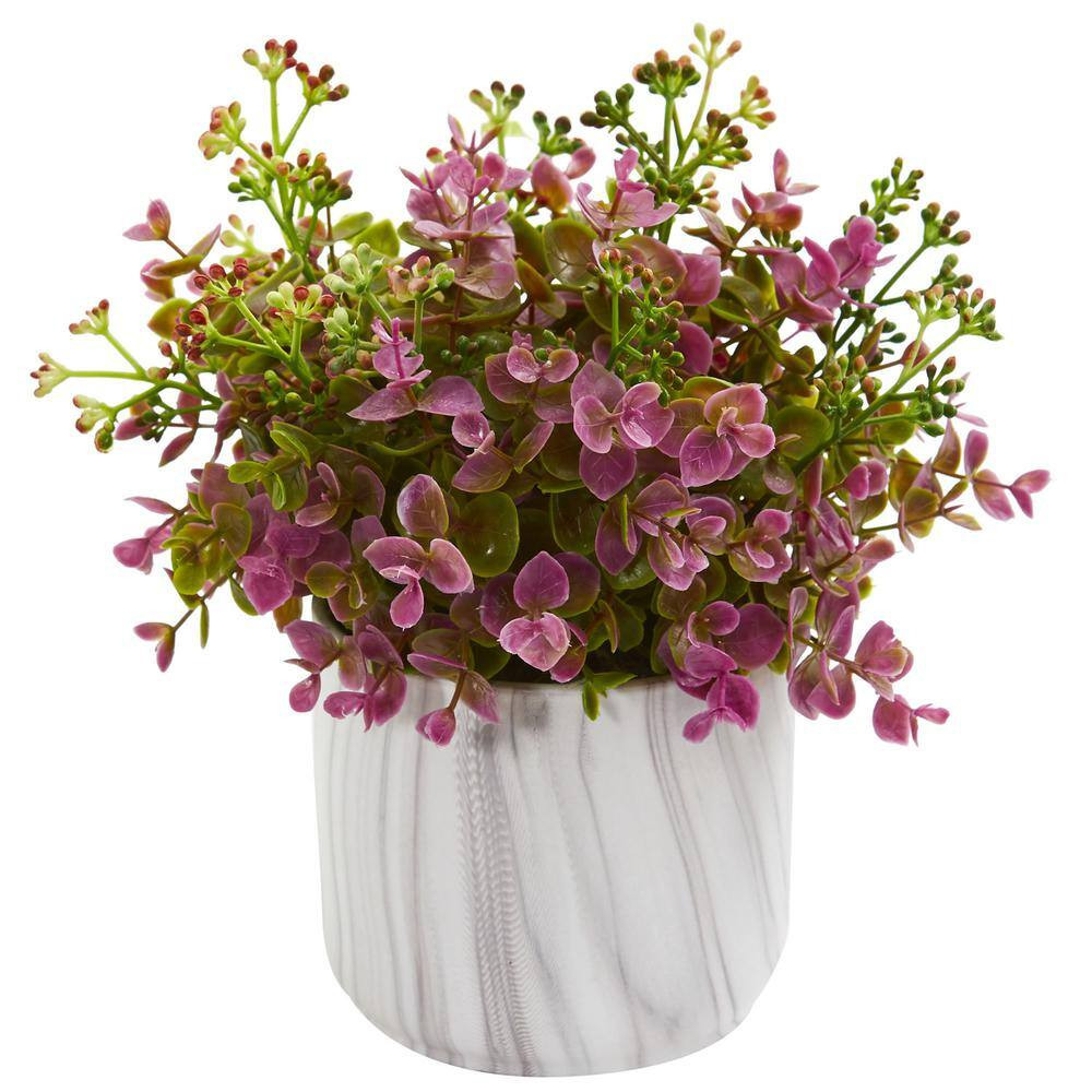 Indoor Eucalyptus Artificial Plant in Marble Finished Vase