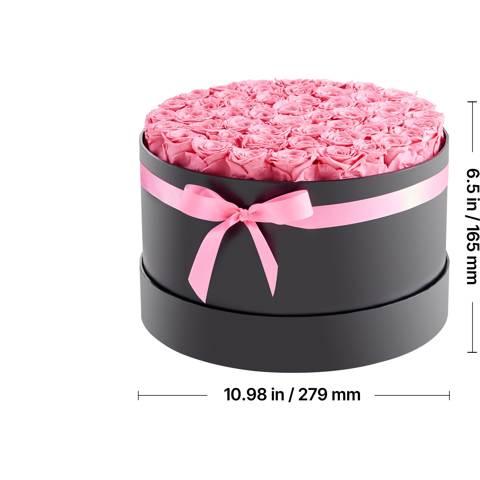 Uimoso 50 Preserved Roses in Round Box – Eternal Bouquet in Soft Pink