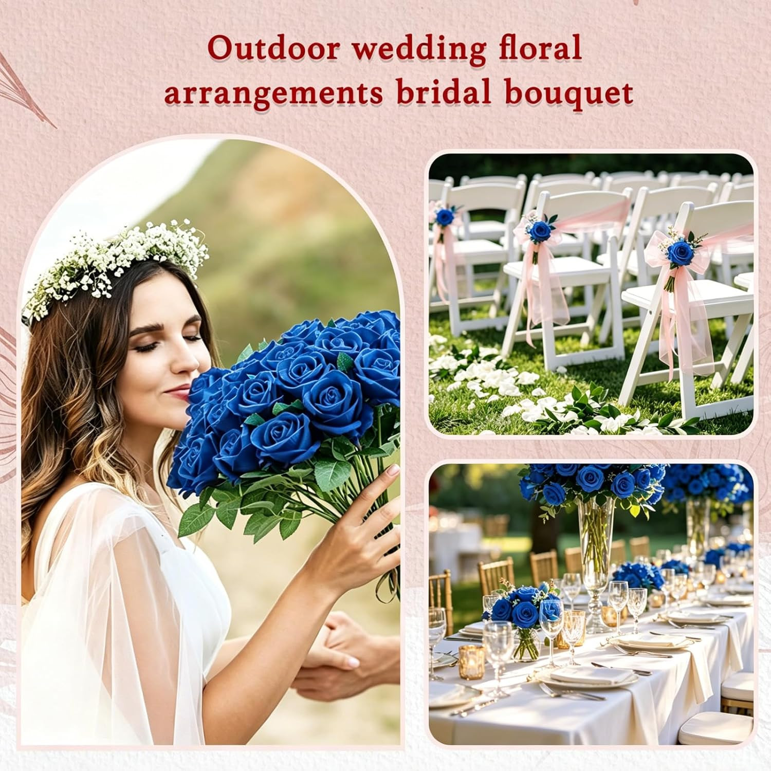 12 Pcs Blue Roses Artificial Flowers, Fake Velvet Silk Rose Bulk Faux Flower,…