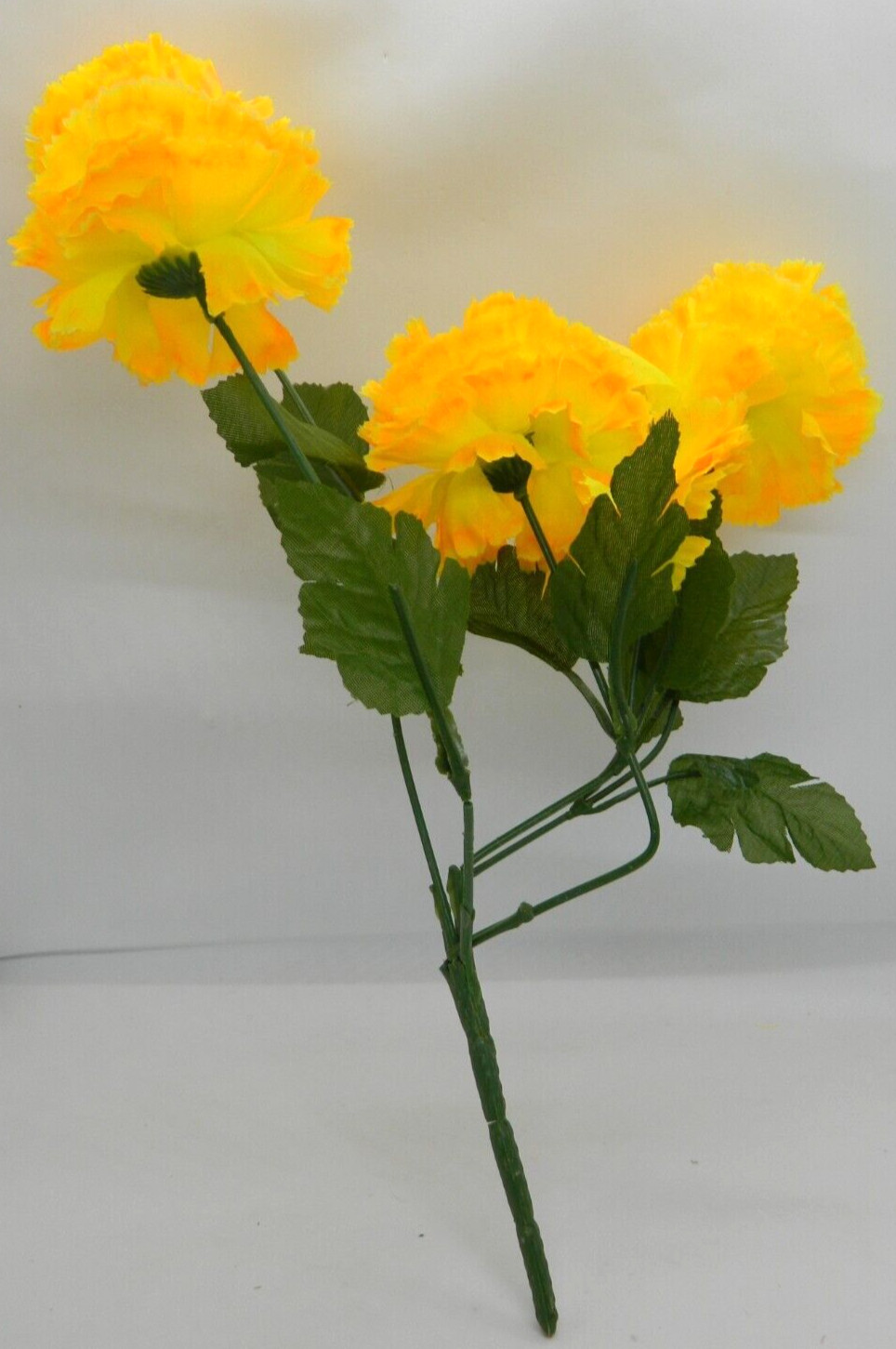 7 Piece Orange & Yellow Faux Flower Bouquet Bunch Mixed Assorted Vintage 13-14″